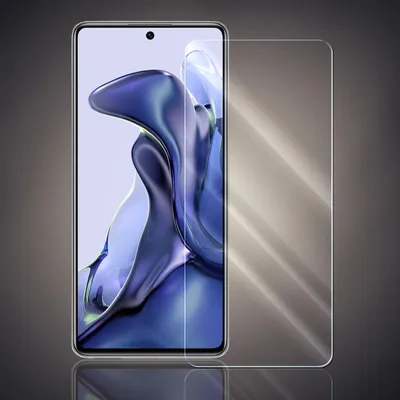 A smartphone screen protector is shown next to a smartphone.
