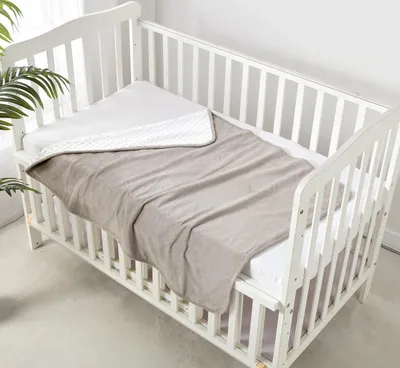 Immagine prodotto di Coperta per neonati Minky - Morbida e sicura - Grigio/Bianco