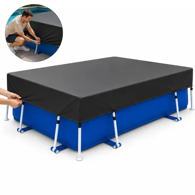 Produktbild von Rechteck Poolabdeckung 220x150 cm, wasserdicht & UV-beständig, 210D Oxford Gewebe mit Kordelzug & Klettverschluss