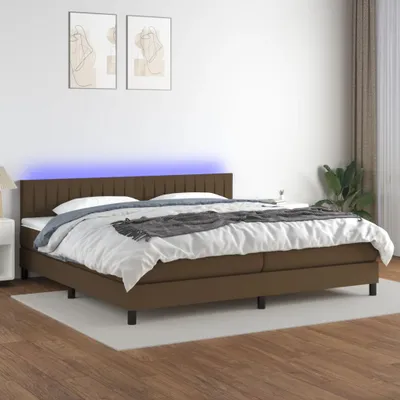 Produktbild von The Living Store Boxspringbett mit Matratze & LED Dunkelbraun 200x200 cm Stoff