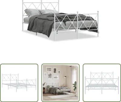 Imagen del producto de Estructura de cama "Living Store" con cabecero y piecero de metal, color blanco, tamaño 120x200 cm