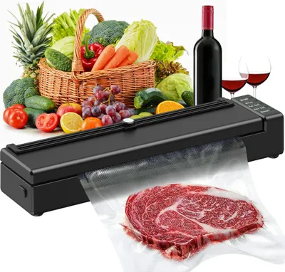 Produktbild von Vakuumierer Vakuumierer Folienschweißgerät Trockene Feuchte Lebensmittel Va, kuumiergerät Automatisch mit Anzeigelampe und Cutter,5 Vakuumbeutel