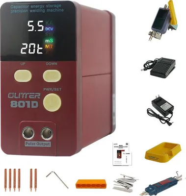 Obrázek produktu pro GLITTER 801D Bodová svářečka 12KW 220V, vysoce výkonná kondenzátorová bodová svářečka pro baterie 18650, svářečka s akumulací energie EU zástrčka