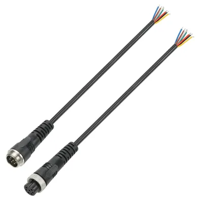 7-poliger wasserdichter Stecker, 20 cm, 24 AWG, schwarz