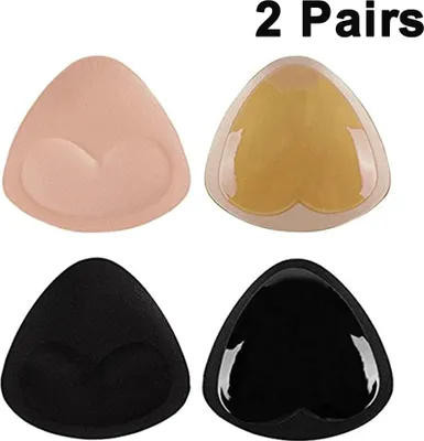 Produktbild von Silikon BH Einsätze Selbstklebende BH Pads Einsätze Abnehmbare klebrige Brustvergrößerung Pads Brustheber für Frauen,Triangle Style,Skin Tone + Black