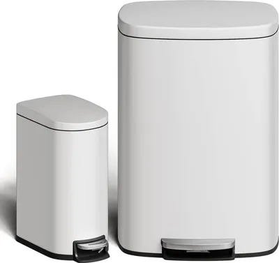 Image de Ensemble poubelles 50 l + 10 l - Poubelle à pédale - Acier inoxydable - Seau intérieur - Avec couvercle - Sans contact - Rouge