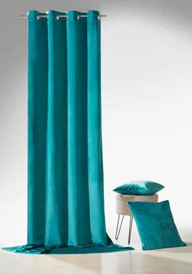 Produktbild von heimtexland ® Samt Deko Kissen Vorhang Velour Ösen Gardine Blickdicht Typ641 Petrol Ösenschal