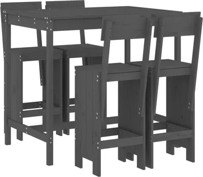 Produktbild von vidaXL 5-tlg. Gartenbar-Set Grau Massivholz Kiefer