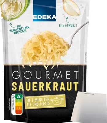 Produktbild von Edeka Gourmet-Sauerkraut fein gewürzt (400g Packung) + usy Block