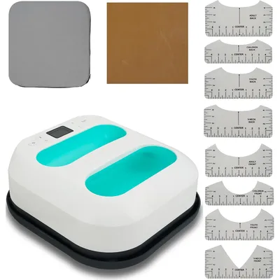 Produktbild von Heißpressmaschine für T-Shirts – 9x9 Mini-Heißpresse mit präziser Temperaturkontrolle, ideal für Hüte, Kleider, Kissen, Taschen – Grün.