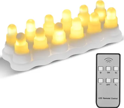 Produktbild von 12er-Pack flammenlose Kerzen mit Fernbedienung, 2 Geschwindigkeiten, 5 Helligkeiten, LED-Kerzen, flackernd, USB-betrieben, wiederaufladbar, kabellos, kuenstliche Kerzen fuer Zimmer, Party, Votivkerzen, Jahrestag, Hochzeit, Festival, Dekoration, Geschenkideen