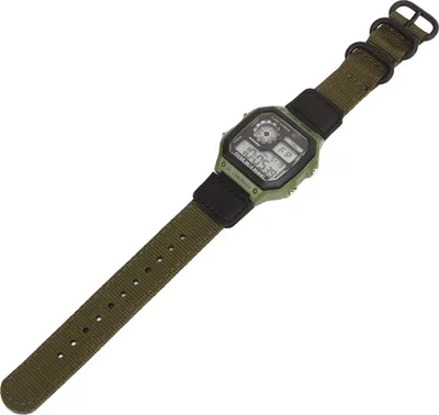 Obrázek produktu pro Digitální sportovní hodinky Plátěný řemínek světelný vodotěsný retro pro venkovní sporty zelený