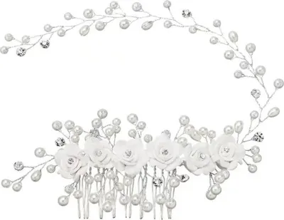 Produktbild von Braut Stirnband Bohemien Handgefertigt Haarschmuck Hochzeit Stirnbänder Perle Haarreife Diadem