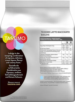 Obrázek produktu pro TASSIMO Baileys Latte Macchiato, Kávová kapsle, Latte macchiato, T DISC, 8 hrnků, Baileys