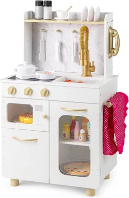 Imagen del producto de Cocina de madera para niños, cocina de juguete con accesorios