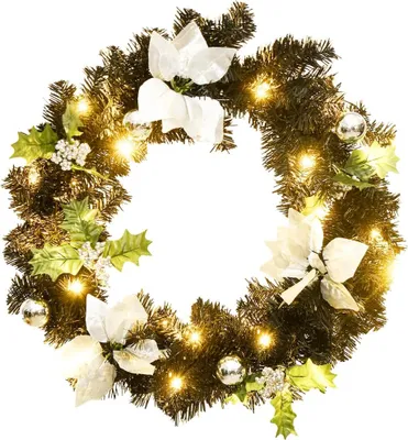 Produktbild von vidaXL Weihnachtskranz mit LED Schwarz 60 cm PVC