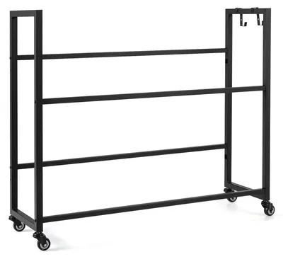 Produktbild von COSTWAY Getränkekistenregal für 6 Kisten, klassisches Regal mit Rollen, 2 Haken & Ablage, Kistenregal verstellbar, Flaschenregal aus Stahl, Schwarz