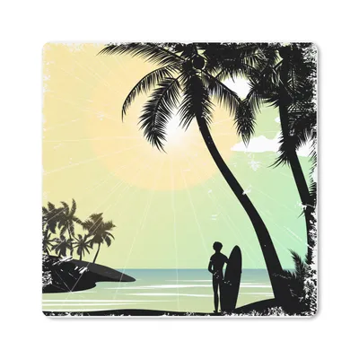 Produktbild von MuchoWow® Mauspad Mousepad Strand - Sonne - Palme - Surfen 30x30 cm - Mousepads - Maus Mat - Pad - Mausunterlage - Gaming