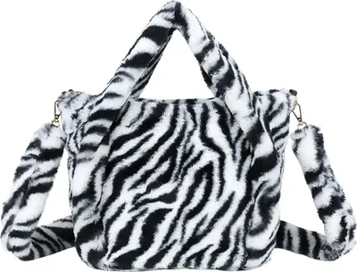 Produktbild von Gallantry, Damentasche Léona Felloptik Zebra mit abnehmbarer Schulterriemen, Weiß / Schwarz