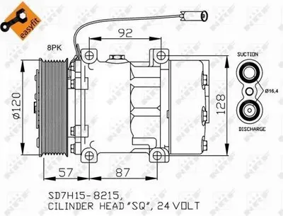 Produktbild von NRF 32752 SD7H15 Klimaanlage Klimakompressor PAG 46 für VOLVO FE für RENAULT TRUCKS Premium 2