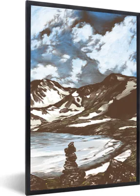 Produktbild von MuchoWow® MuchoWow® Gerahmtes Poster Berg - Meer - Himmel 60x90 cm - Poster mit zchwarzem Bilderrahmen - Kunst