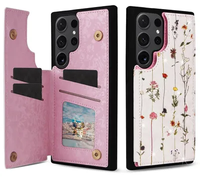 Immagine prodotto di Per Samsung Galaxy S24 Ultra Design RFID Anti Data Theft Cover Flowers TPU Motif 2
