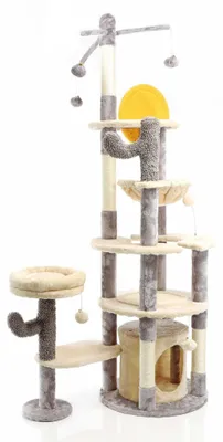 Productafbeelding van Multifunctionele krabpaal met hangmat en speelballen