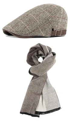 Immagine prodotto di Set da uomo composto da berretto piatto e sciarpa, accessori invernali caldi, in cotone, taglia 55-60 cm