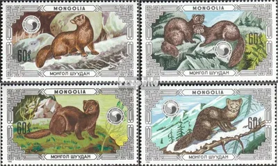 Produktbild von Briefmarken Mongolei 1986 Mi 1772-1775 (kompl.Ausg.) postfrisch Geschützte Tiere: Edelmarder