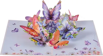 Produktbild von Schmetterlingsgarten, 3D-Pop-Up-Karte, 15,2 x 20,3 cm, Papier, Schmetterling und Blume, Grußkarte für Geburtstag, Muttertag, Jahrestag, Valentinstag