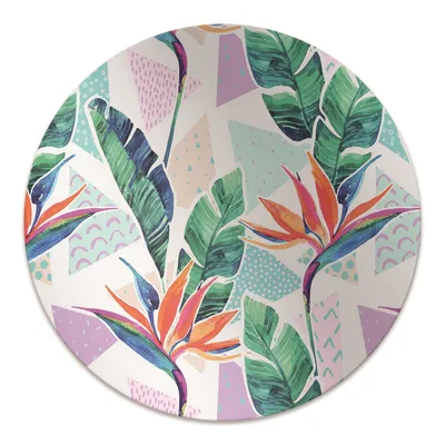 Produktbild von Rundmatte - Stuhlunterlage Bürostuhlunterlage - Rund Ø 100 cm - Bodenmatte - Fußmatte - Tropische Flora.
