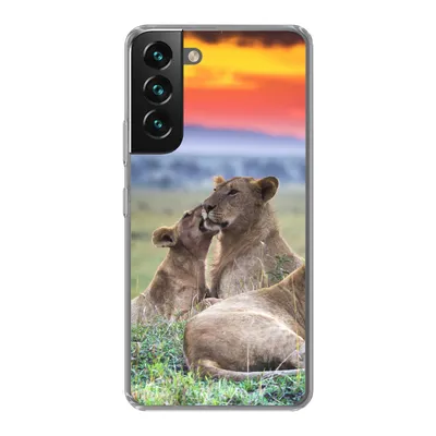 Produktbild von MuchoWow® Handyhülle Schutzhülle Hülle für Samsung Galaxy S22 Löwen bei Sonnenaufgang Silikon Softcase Handy Hülle - Mobiltelefonhülle