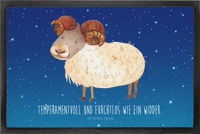 Produktbild von Mr. & Mrs. Panda Fußabstreifer Sternzeichen Widder 60 x 90 cm - Sternenhimmel Blau - Geschenk, Türmatte, Geburtstag März, fußmatte, Schmutzfangmatte, Schafbock, Fussmatte