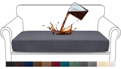 Produktbild von Sitzkissenbezug für Sofa 2 Sitzer Grau Wasserdicht Stretch Jacquard