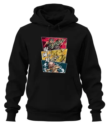 Obrázek produktu pro kimetsu no Yaiba Tanjiro Zenitsu Inosuke Anime Gift Uni mikina s kapucí, černá, L