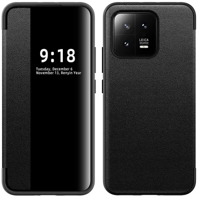 Obrázek produktu pro Pouzdro pro Xiaomi 13 tenkéPolyuretankožené klopové pouzdro s okénkem pro zobrazení černé
