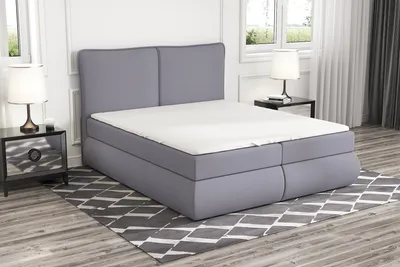 Produktbild von Boxspringbett KITI 120 x 200 mit 2 Bettkästen, Bonell-Matratze und Topper. Farbe: Grau