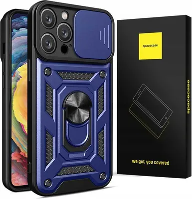 Immagine prodotto di SPACECASE Custodia blindata Camring per iPhone 15 Pro blu
