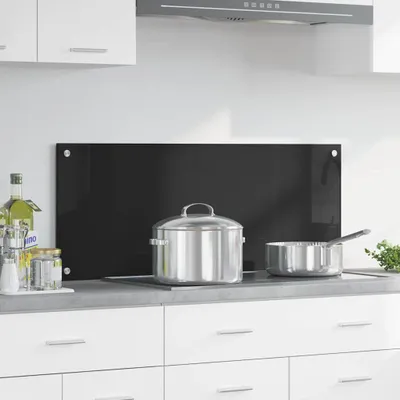 Produktbild von Möbel Küchenrückwand Schwarz 100 x 40 cm Gehärtetes Glas - Hamburgerpressen &48046