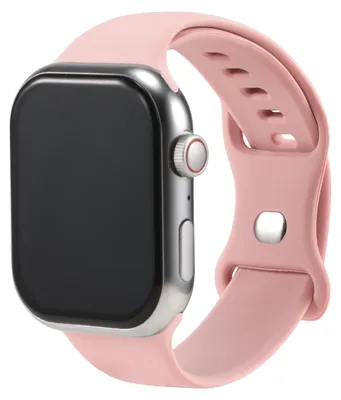 Produktbild von Silikon Ersatzarmband für Apple Watch 1 2 3 4 5 6 7 8 9 10 11 SE 1 2 3 mit 38/40/41/42mm Weiches Sportarmband Hellrosa Verstellbares Smartwatch Armband Größe S