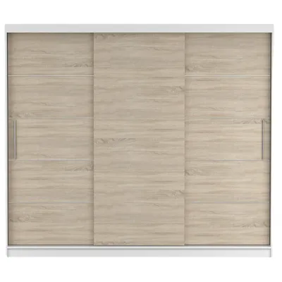 Produktbild von Schwebetürenschrank Alba 250 cm Weiß/Sonoma, ohne Spiegel und LED.