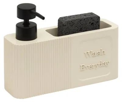 Produktbild von Rechteckiger seifenspender „terra“, 250 ml, beige - 5 five simply smart