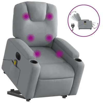 Image de vidaXL Fauteuil de massage électrique avec releveur Tissu gris clair