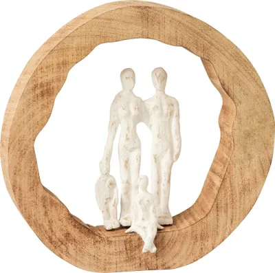 Produktbild von J-Line Figur Familie Mangoholz/Aluminium Naturell/Wit