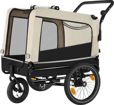 Obrázok produktu pre Tectake tectake√Ç¬Æ - Dog WoofRider príves na bicykel - béžový - skladací, do 40 kg - psí kočík - 404945