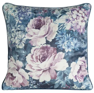 Immagine prodotto di EUROFIRANY | Fodera per cuscino - Fodera decorativa - 45x45 cm - blu e rosa - Fodera per cuscino - a fiori - Decorativa