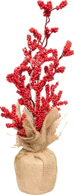 Image de ATMOSPHERA | Décoration hivernale - plante artificielle en pot - rouge - 38 cm - plante décorative givrée pour le salon