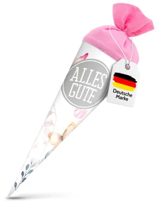 Produktbild von itenga Geschwisterschultüte Schmetterling 35cm mit Sticker "Alles Gute"