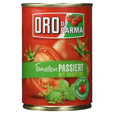 Produktbild von Oro di Parma Tomaten Sonnengereifte passiert mit Kräutern 425ml