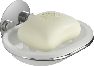 Produktbild von Wenko Seifenablage für WC, Wandmontage ohne Bohren, Chrom, hochwertiger Kunststoff, Edelstahl, rückstandslos entfernbar, belastbar bis 40 kg, 15 x 13 x 3 cm